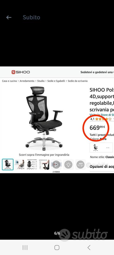 SIHOO v1-m109 sedia ergonomica professionale - Arredamento e