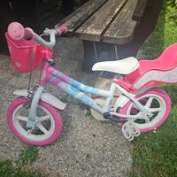 bici per bambina con cestino e portabambole