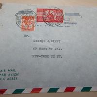 Busta 1950 per USA - Mista Democratica 100 Lire +