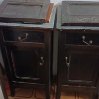 Coppia di comodini XIXsec legno e marmo 