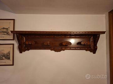 Appendiabiti e Cappelliera in Noce con N.4 Ganci -