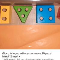 Gioco educativo  legno nuovo 20 pezzi 12 mesi+