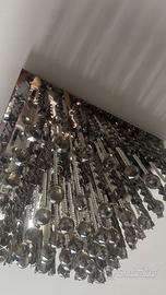 Lampadario grigio cristallo Quadrato  con telecoma