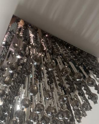 Lampadario grigio cristallo Quadrato  con telecoma
