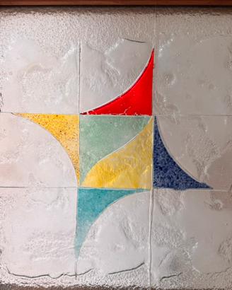 Pannello rettangolare con 4 formelle vetro Murano