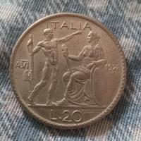 Moneta Vittorio Emanuele III 20 Lire 1928 Littore