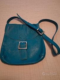 borsa cuoio turchese