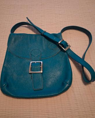borsa cuoio turchese