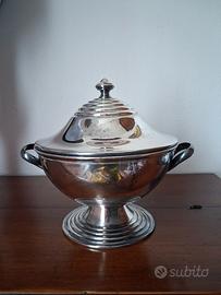 Broggi Milano, zuppiera placcata argento, Art Decò