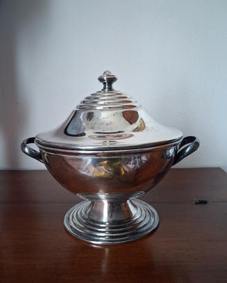 Broggi Milano, zuppiera placcata argento, Art Decò