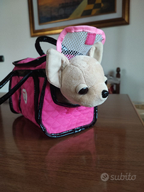 Pupazzo Peluche cane chihuahua con borsetta