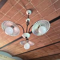 Lampadario ceramica e ferro battuto 