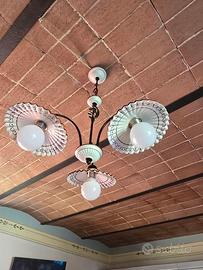 Lampadario ceramica e ferro battuto 