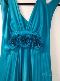 Abito cerimonia plissé turchese M/L- 44