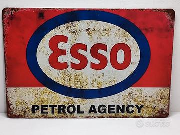 Targa in Metallo Vintage Esso Petrol 30x20cm