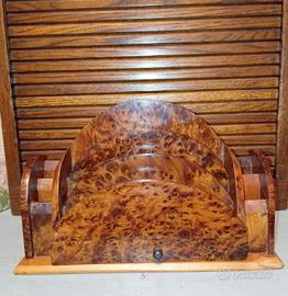 Portalettere vintage Art decò legno radica di Thuy