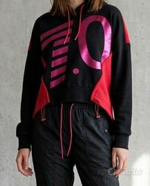 Felpa sportiva EA7 Emporio Armani nera fucsia