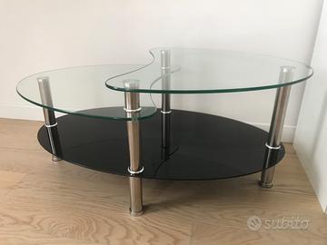 Tavolino da salotto in vetro e acciaio – moderno