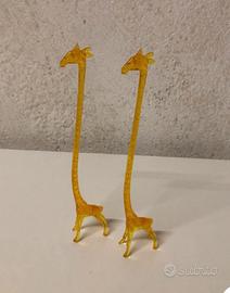 Coppia di statuine simpatiche Giraffe in plastica