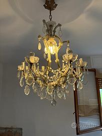 Lampadario antico in cristallo 5 luci