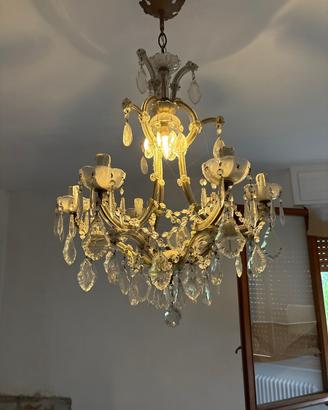Lampadario antico in cristallo 5 luci