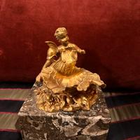 Saliera antica bronzo putto stemma