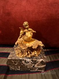 Saliera antica bronzo putto stemma