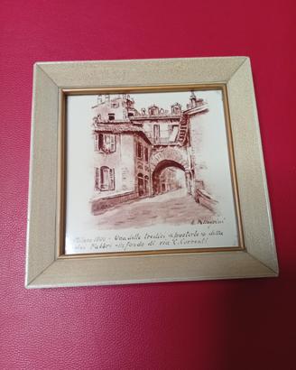 Artistica decorazione su piastrella di Milano vint