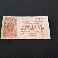 Carta moneta una lira  - anno 1944