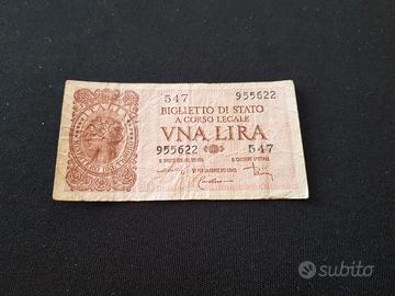 Carta moneta una lira  - anno 1944