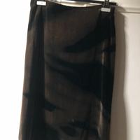 Gonna velluto liscio disegnato toni marrone