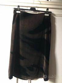 Gonna velluto liscio disegnato toni marrone