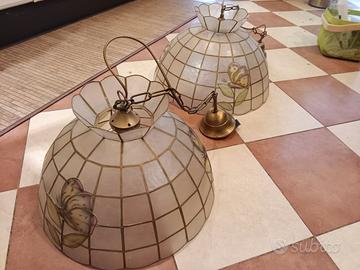 Coppia di lampadari vintage madreperla