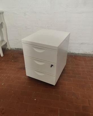 Cassettiera in metallo con ruote - Bianca