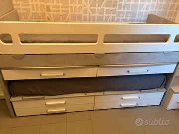 Letto a ponte colore cemento e bianco