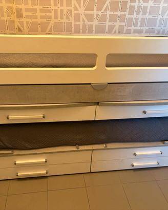 Letto a ponte colore cemento e bianco