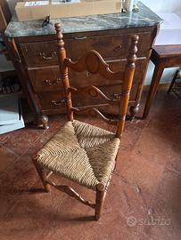 6 sedie in paglia e legno