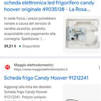 scheda  frigorifero candy
