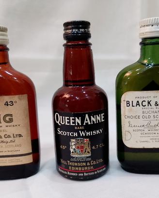 mignon whisky Black & White Haig Queen Anne