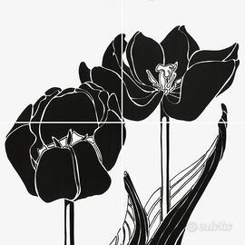 Piastrelle tulipani black/white ceramica bardelli
