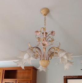 lampadario stile shabby chic 5 punti 