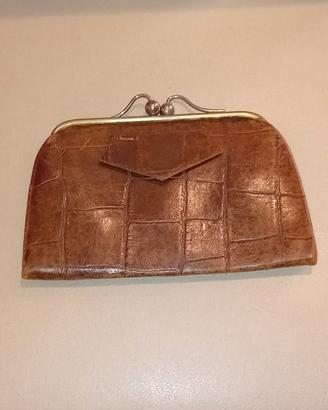 Pochette/portamonete vintage in pelle stampa cocco