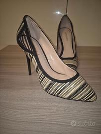 Scarpe da sera in vera pelle con motivo a righe
