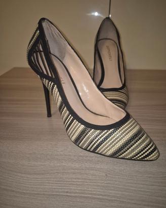 Scarpe da sera in vera pelle con motivo a righe