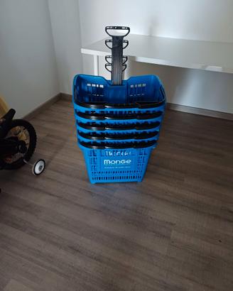 Cestino Spesa con Manico su Ruote - Blu