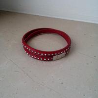 Bracciali cuoio doppio giro con strass