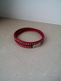 Bracciali cuoio doppio giro con strass