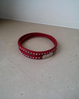 Bracciali cuoio doppio giro con strass