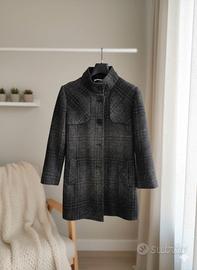 Giaccone Deep Blue lana con cintura in ecopelle 