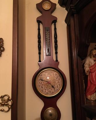 Orologio da parete vintage in legno con termometro